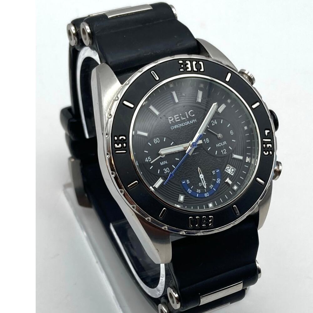 Men's Relic Chronograph Watch 43mm - New Battery - WR50m All Stainless Steel